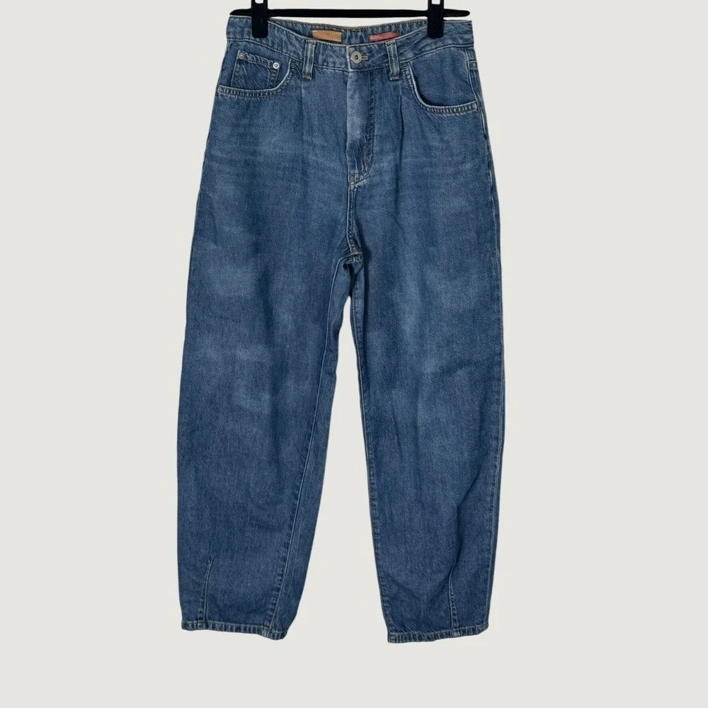 Pilcro The Breaker Relaxed Jeans Blue Sz 27 High Rise Barrel Denim